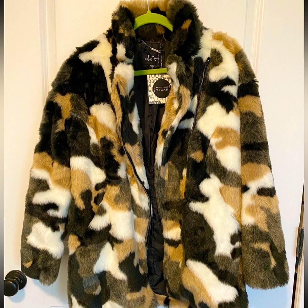 faux fur camp coat